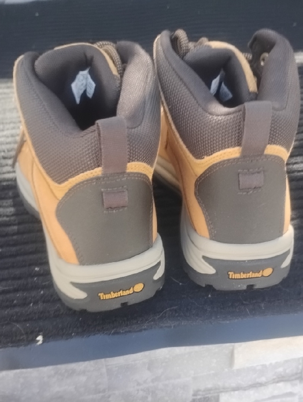 Men's Tan Timberland Boots - Lace-Up Steel Toe Shoes - Picture 4 of 10